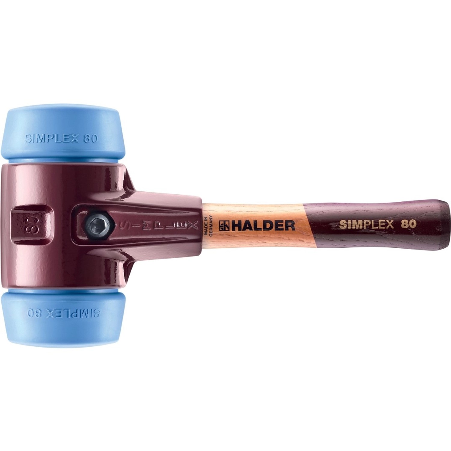 Halder Simplex Schonhammer Ø 80 mm TPE-soft Blau Kurzer Stiel mit Tempergus günstig online kaufen