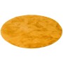 Runder, curryfarbener Fellteppich (80x80cm) von Pergamon. Super Soft & luxuriös.