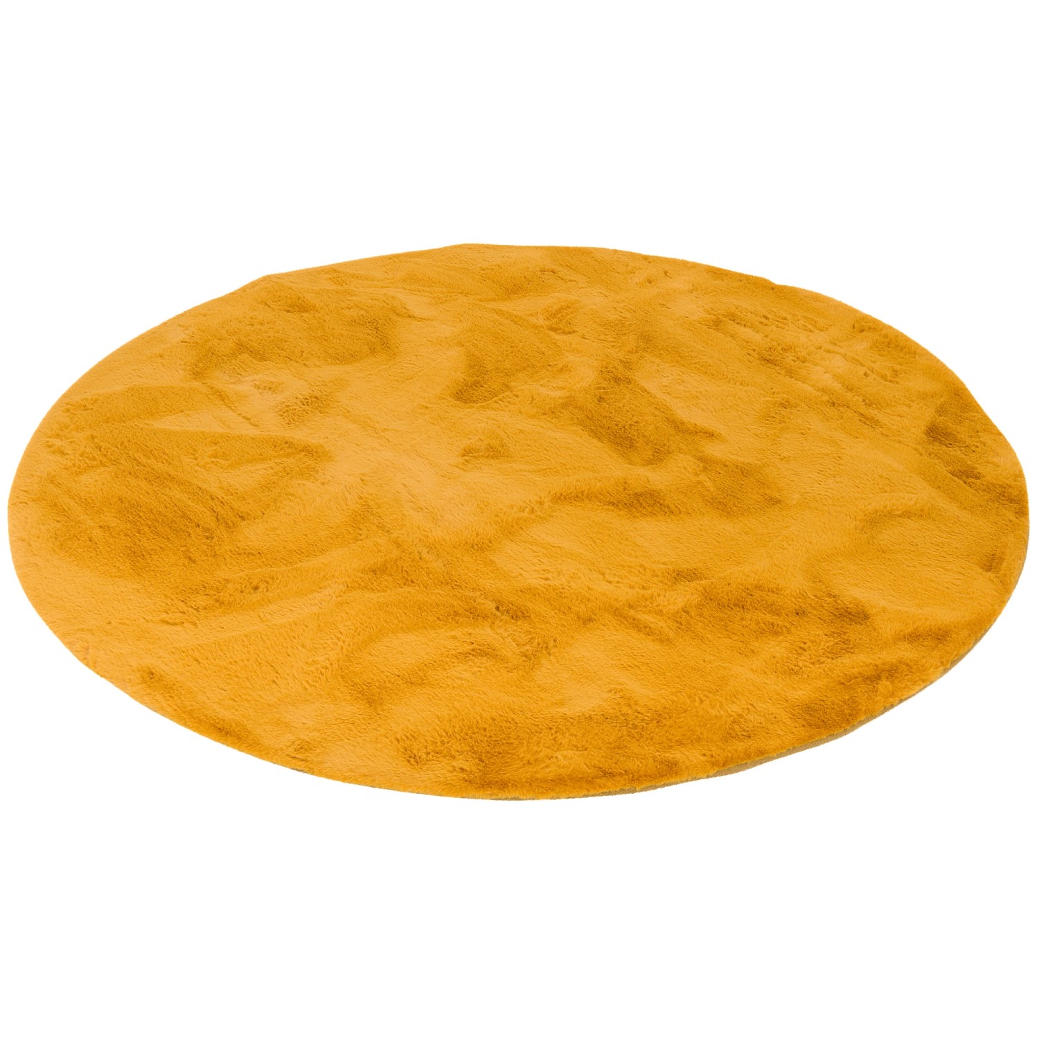 Pergamon Luxus Super Soft Fellteppich Plush Rund Curry 80x80cm günstig online kaufen