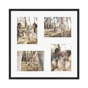 Schwarzer WANDStyle Galerierahmen für 4 Fotos (15x20 cm). Moderner Multi-Bilderrahmen, 50x50 cm.