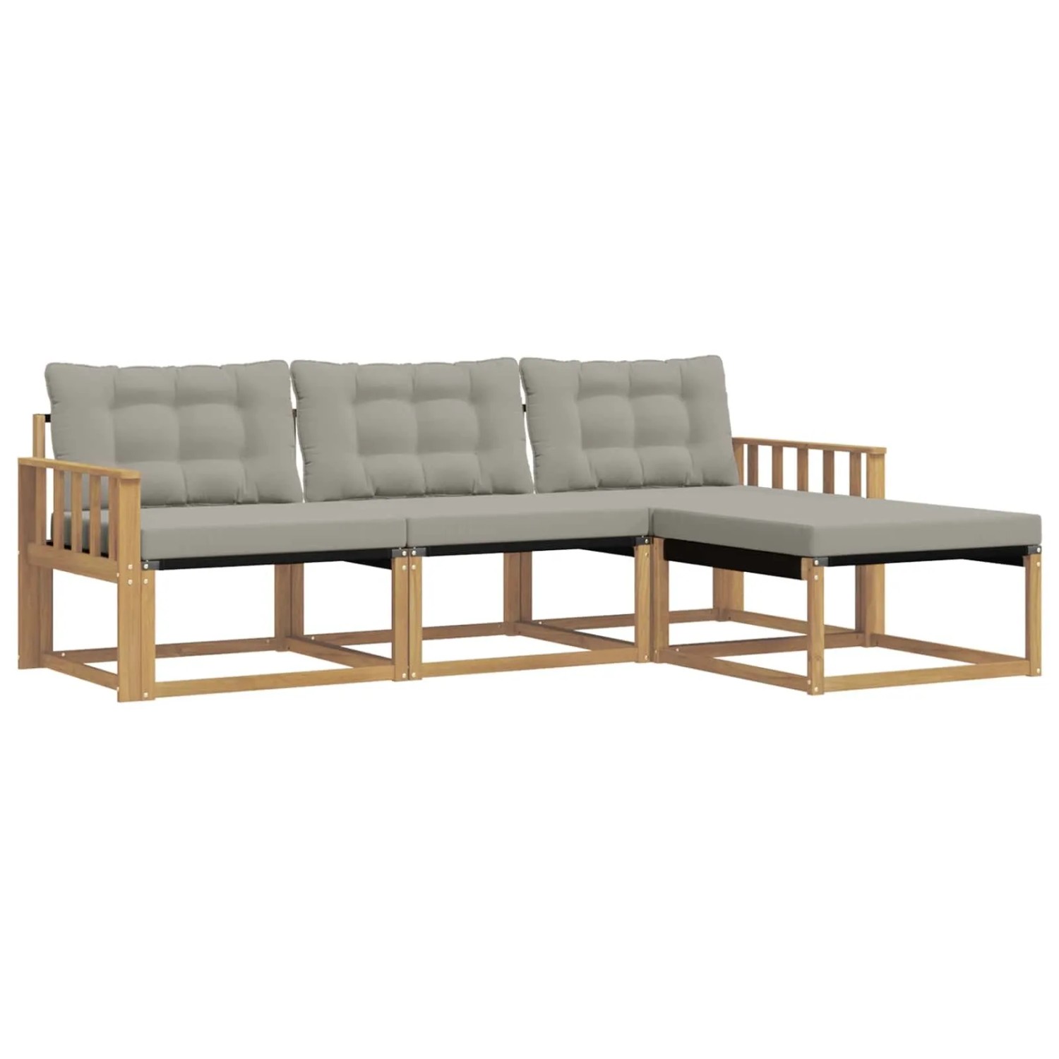 vidaXL Outdoor-Sofagarnitur mit Kissen 4-Tlg Weiß und Hellgrau 3388561