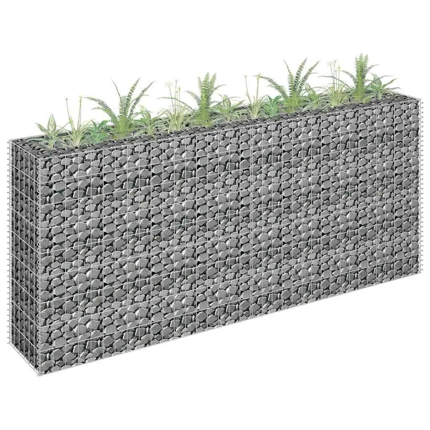 DELUKE Gabionen Hochbeet ROON Aus Stahl 180x30x90cm Steinkorb Gabionengitter Ziergabione Steingabione