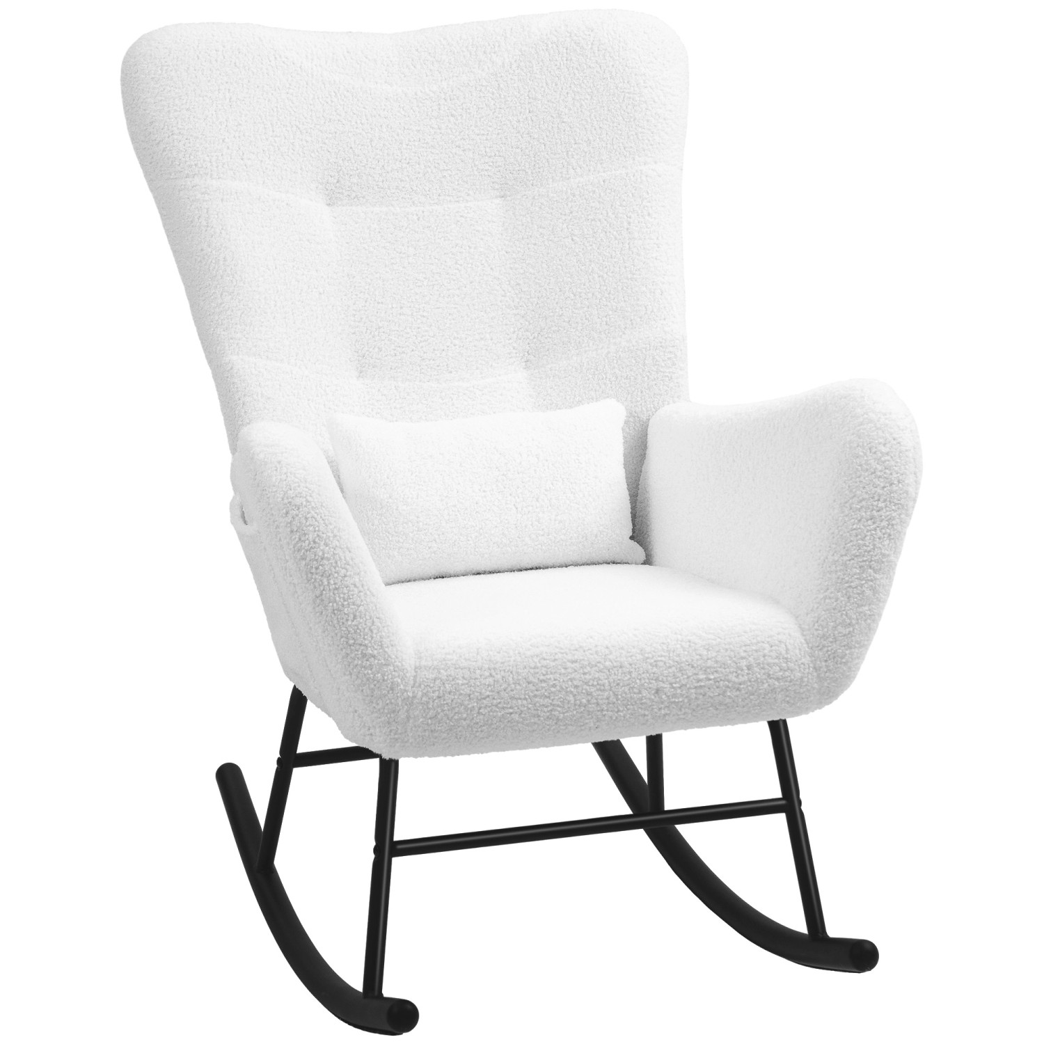 HOMCOM Schaukelstuhl mit Armlehne Teddystoff Weiß 95L x 67B x 100H cm günstig online kaufen