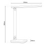 Schwarze LED-Tischleuchte Mover mit Maßen, geeignet als Schreibtischlampe.