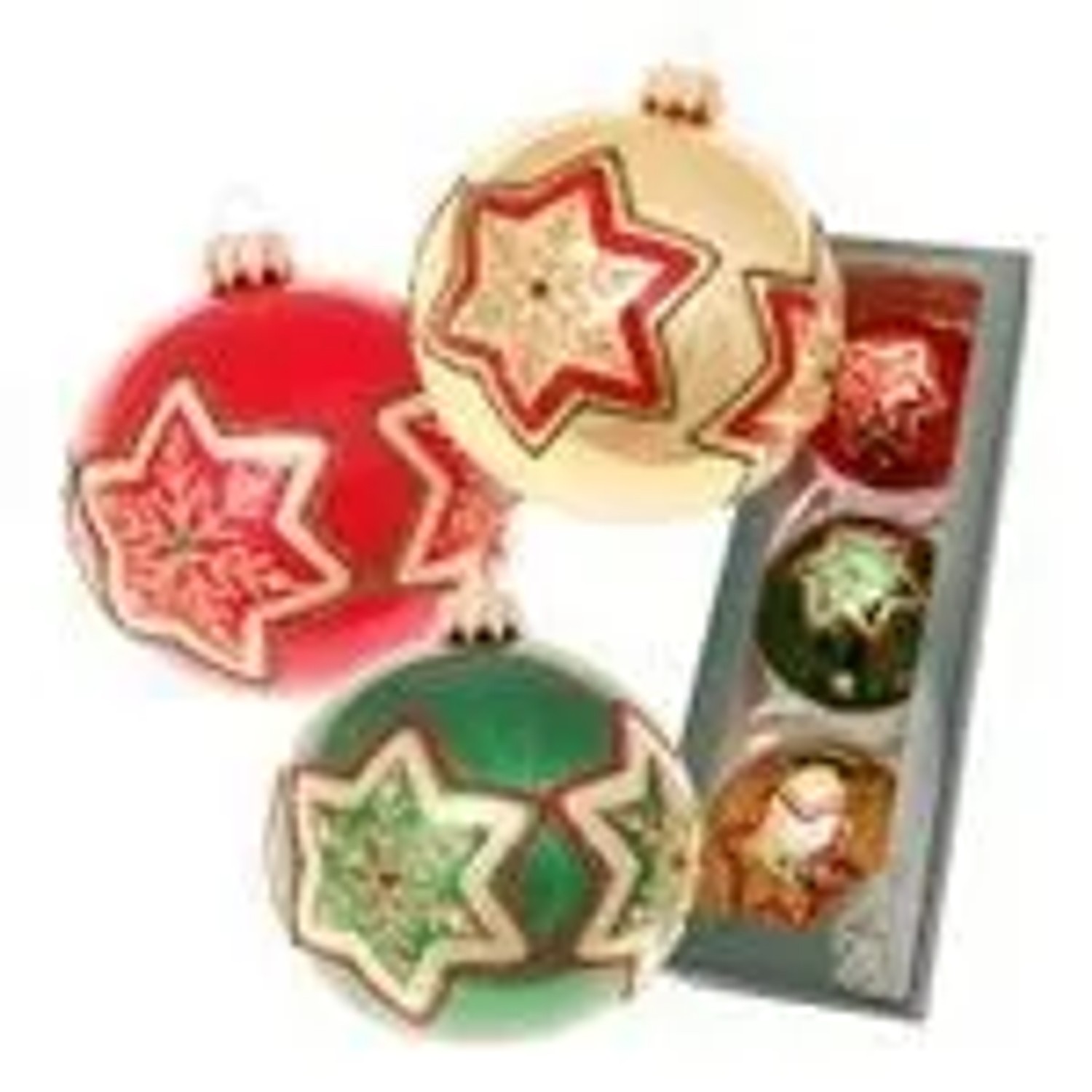 Krebs Glas Lauscha GmbH Christbaumkugeln Weihnachtskugeln Glas Ø 8 cm 3 Stück rot/grün/gold