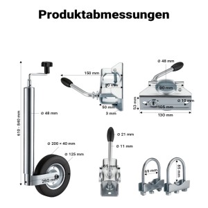 Wiltec Stützrad 362Kg Inkl. Klemmhalter & Schellen Wohnwagen Anhänger Stütze
