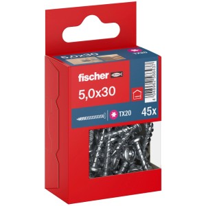 Fischer Schrauben PowerFast II, Pan Head, 5x30 mm, 45 Stück im roten Karton.