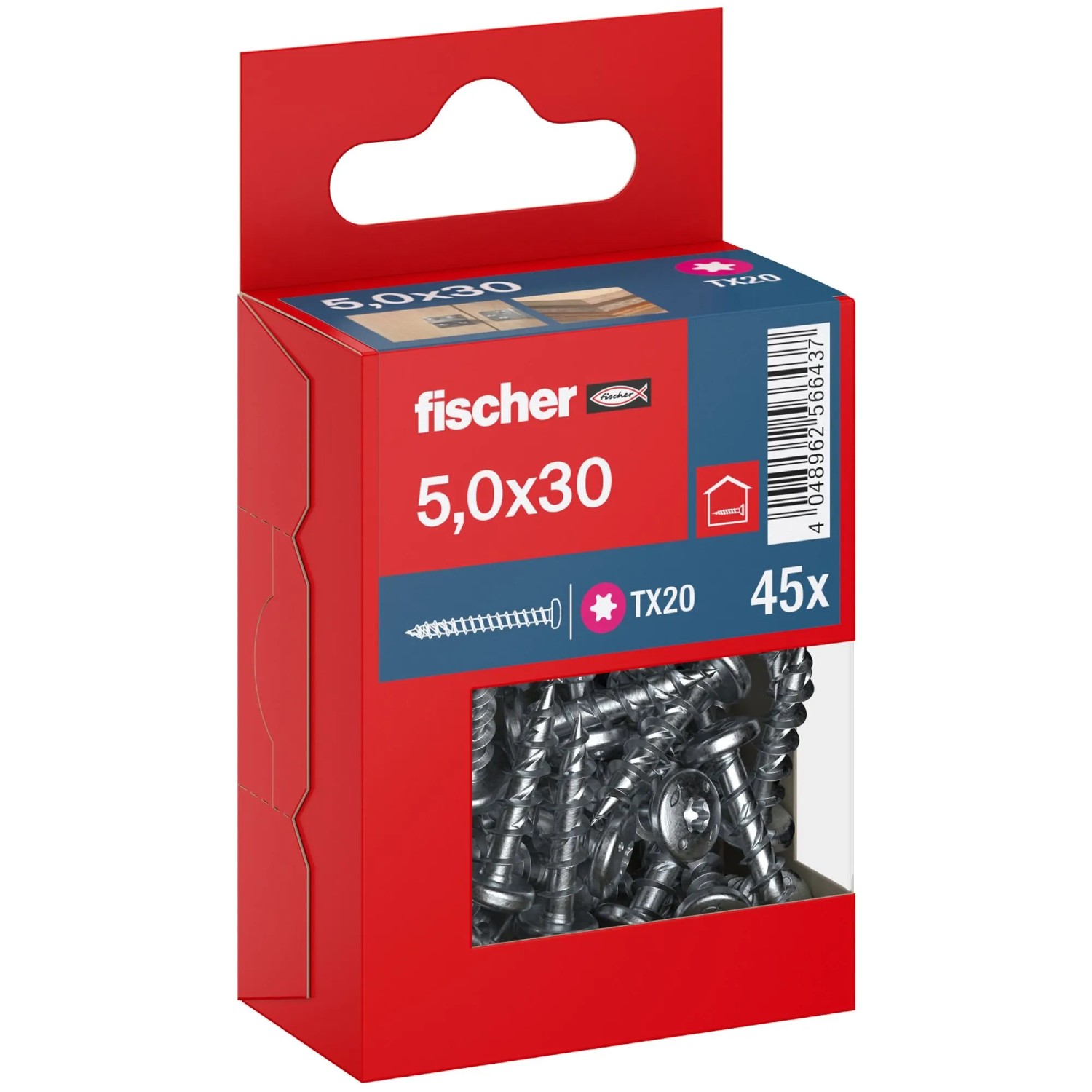 Fischer Schraube PowerFast II Pan Head TX Vollgewinde Ø 5 x 30 mm 45 Stk
