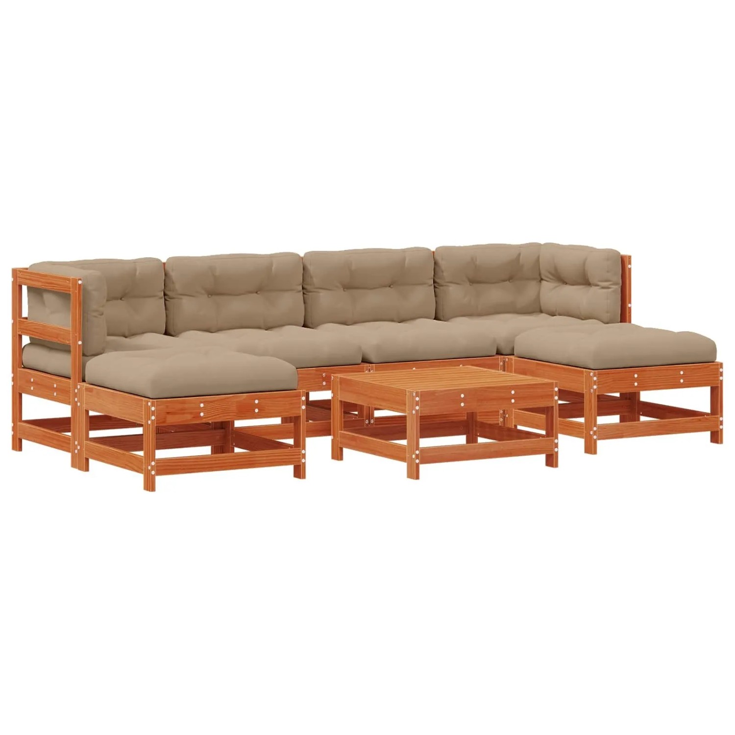 vidaXL Garten-Lounge-Set 7-Tlg Wachsbraun Massives Kiefernholz 3418073