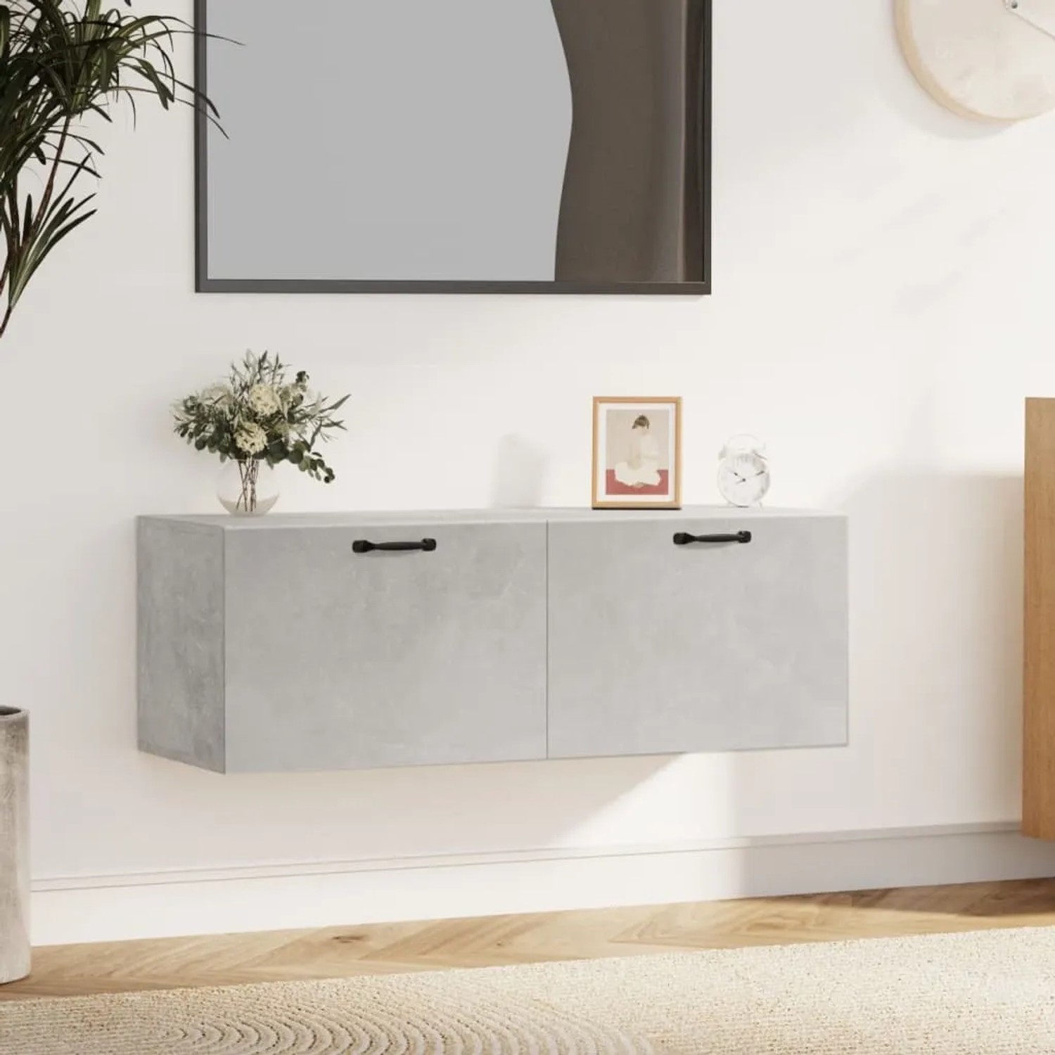vidaXL Wandschrank, Betongrau, 100x36,5x35 cm, Holzwerkstoff, Büroschrank