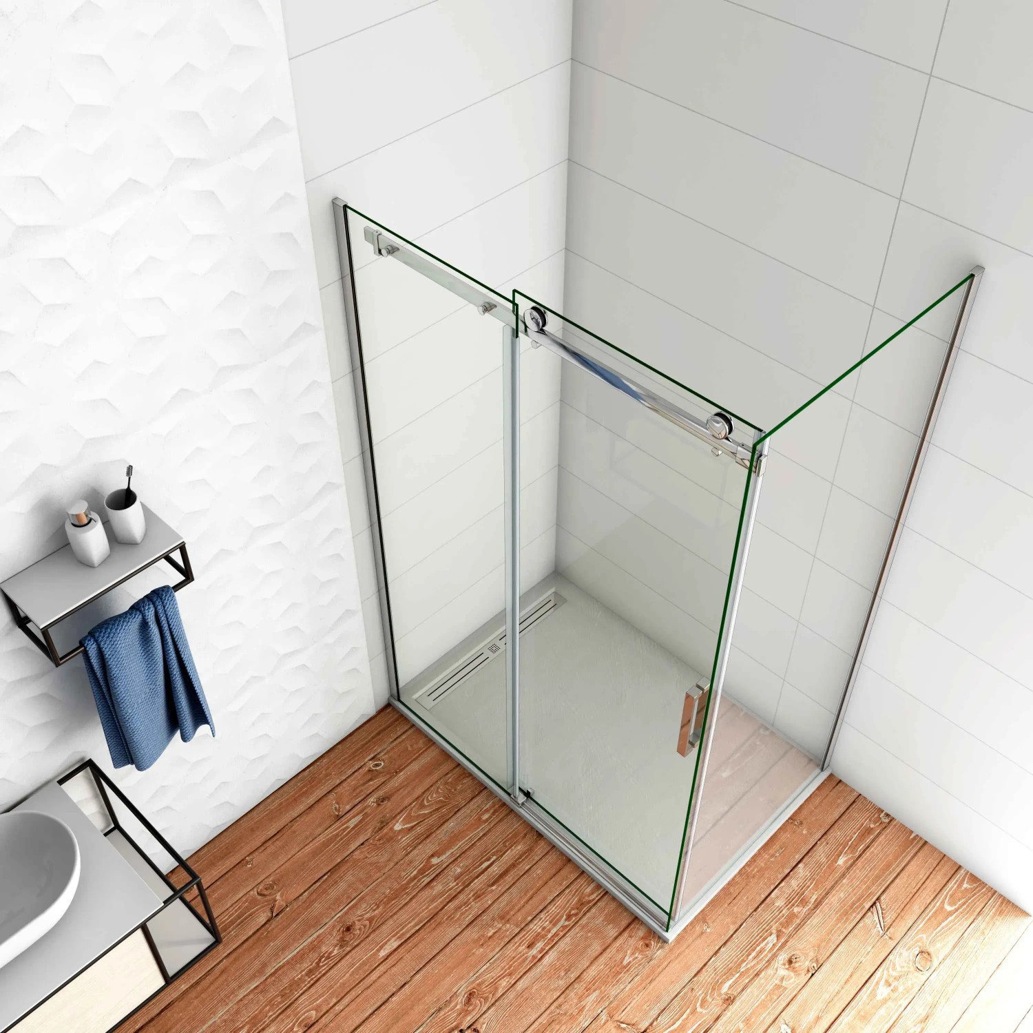 Duschabtrennung 110 Cm H.195 Cm 6mm NANO Sicherheitsglas Falttür - Aica