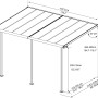 Technische Zeichnung: Palram Terrassendach Sierra, 447x230 cm, grau, mit Maßangaben.