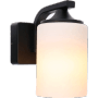 Anthrazitfarbene LED`s light Außenwandleuchte mit zylindrischem, mattiertem Lampenschirm.