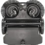 Stiga Kehrmaschine SWP 355, Detailansicht der Bürsten und des Auffangbehälters.