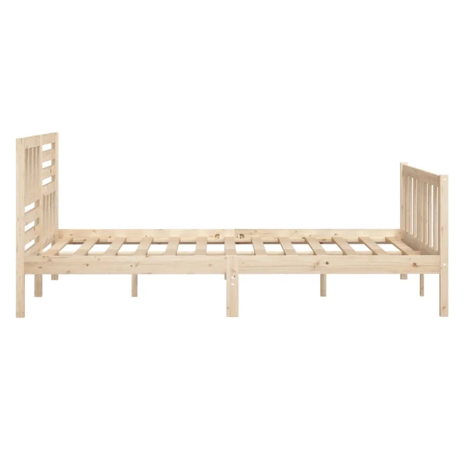 vidaXL Massivholzbett, 135x190 cm, Kiefernholz, Bettrahmen mit Lattenrost und Kopf- und Fußteil.