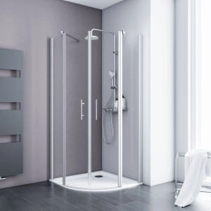 Schulte ExpressPlus Runddusche AlexaStyle2.0, 4-teilig, Alu-Natur, Radius 55cm im Badezimmer.