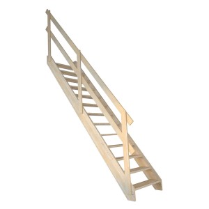 StarWood Treppe Korfu Fichte, gerade, mit Holzgeländer. Innentreppe aus unbehandeltem Fichtenholz.