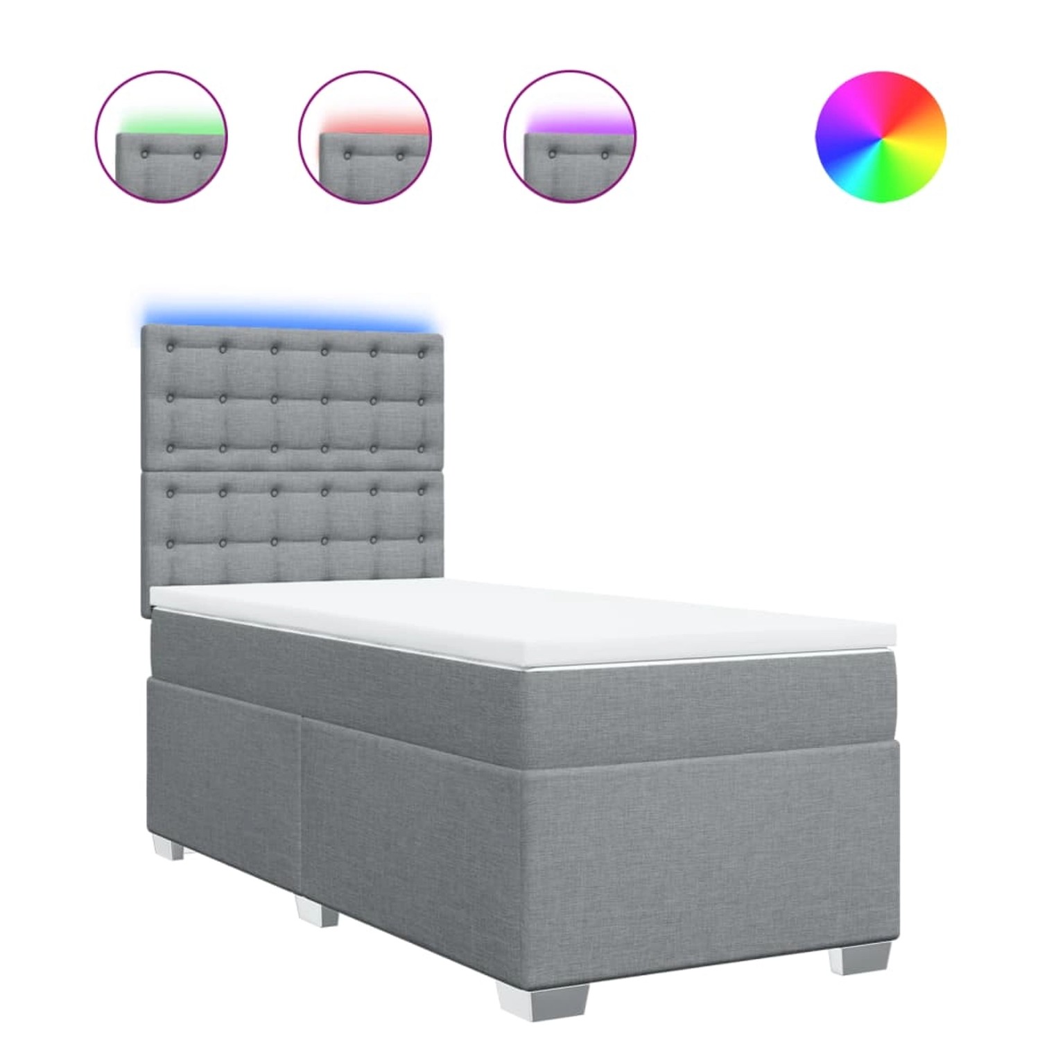 vidaXL Boxspringbett mit Matratze Hellgrau 90x190 cm Stoff 3292657 günstig online kaufen