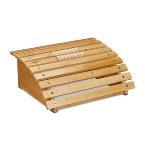 Relaxdays Fußstütze Bambus Natur mit Rollen 16 cm x 40 cm x 32 cm
