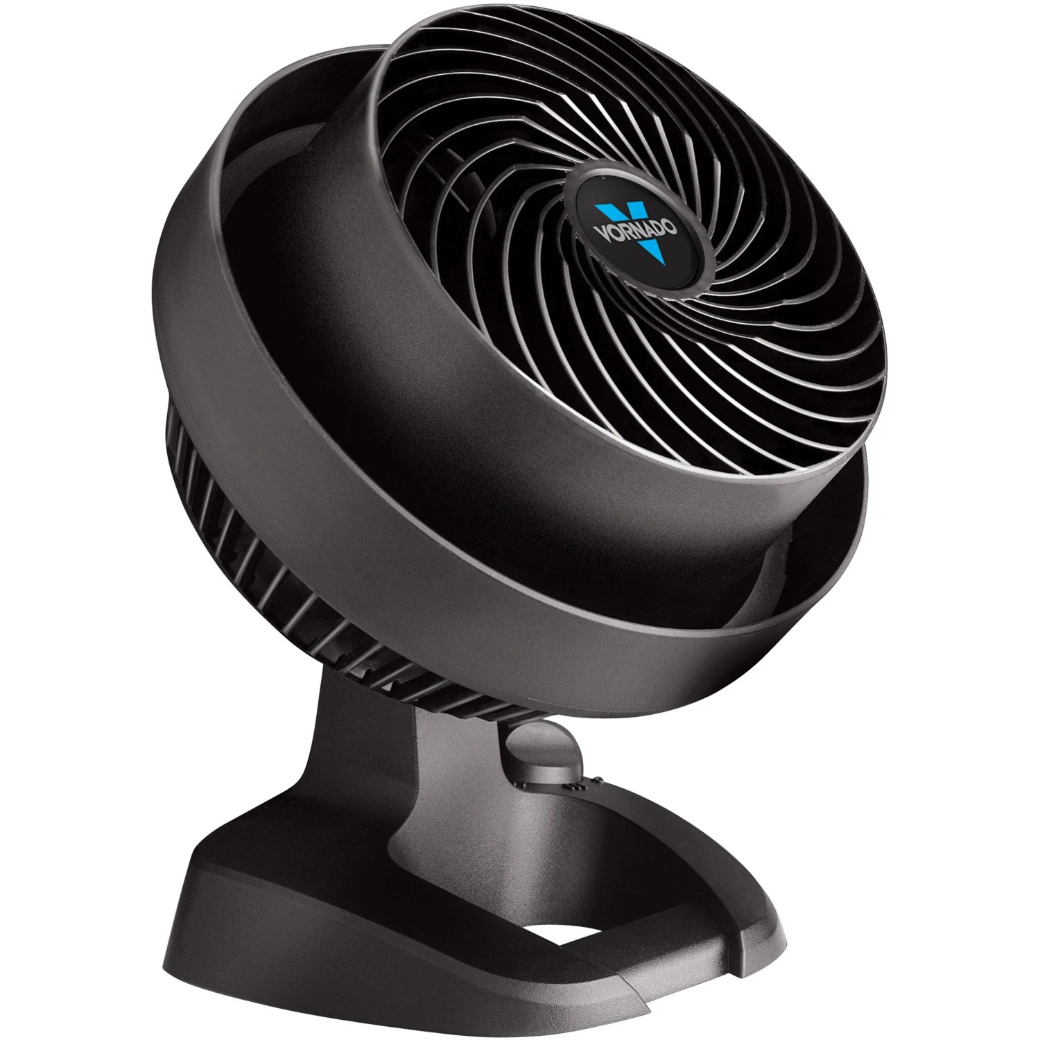 Schwarzer Vornado 530 Tischventilator für optimale Luftzirkulation im Raum.