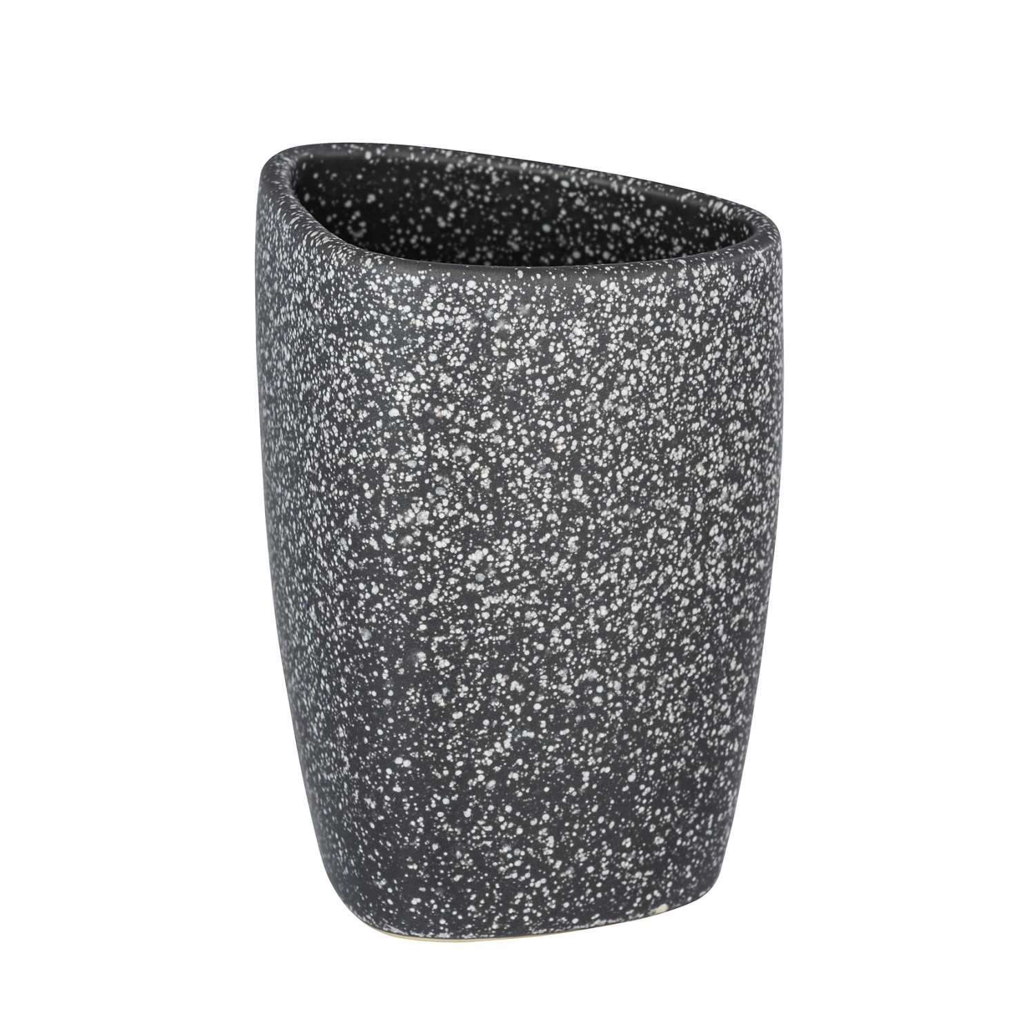 Grauer Wenko Zahnputzbecher Pion aus Keramik mit Steinoptik.