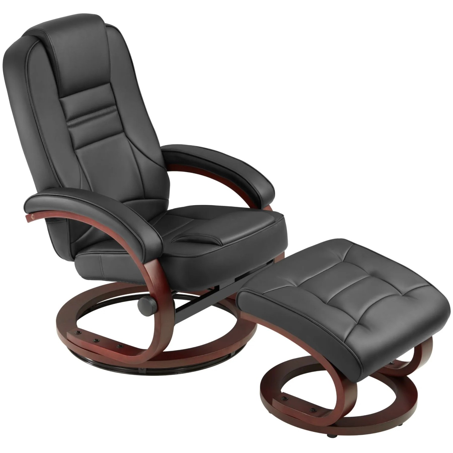 Tectake Fernsehsessel Willy Mit Hocker Neigbare Rückenlehne  109 x 68 x 102 cm Schwarz Braun