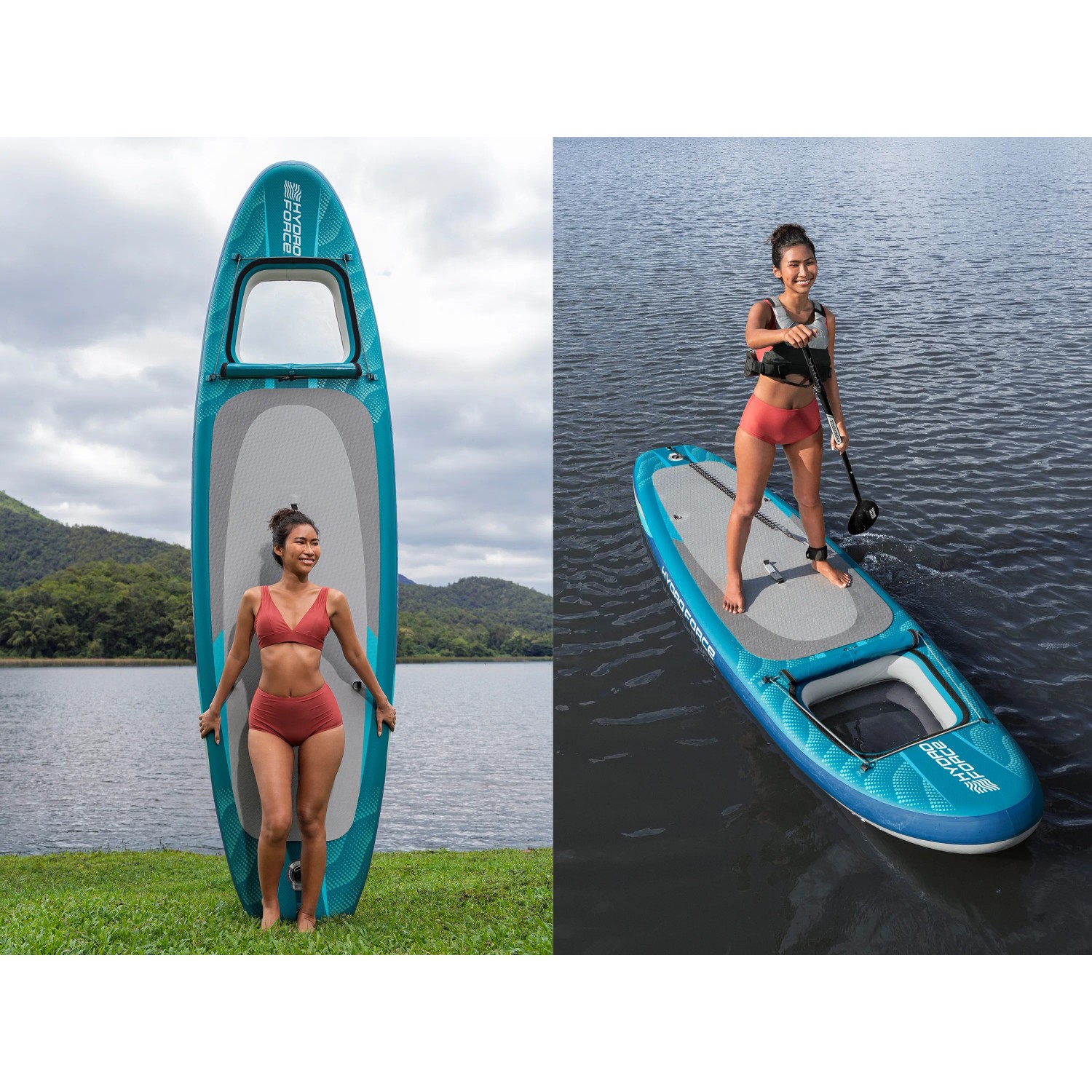 Bestway Aqua Drifter View SUP Board-Set: Aufblasbares Stand-Up-Paddle-Board mit Fenster und Zubehör.