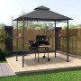 Anthrazitfarbener BBQ-Pavillon mit Stahlrahmen und Bartresen für Grillabende im Freien.