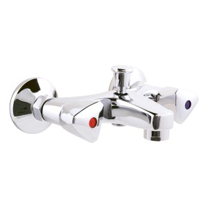 AquaSu Badewannenarmatur Standard, Zweigriffmischer in Chrom mit Umsteller für Wanne/Brause.