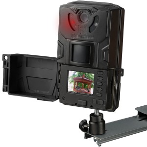 Bresser Vogelkamera SFC-1 in Schwarz, Wildkamera für Tierbeobachtung mit Display und Montagezubehör.