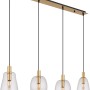 Globo Pendelleuchte mit 4 Lampen, Messing und klarem Glas. Moderne Hängeleuchte für den Innenbereich.