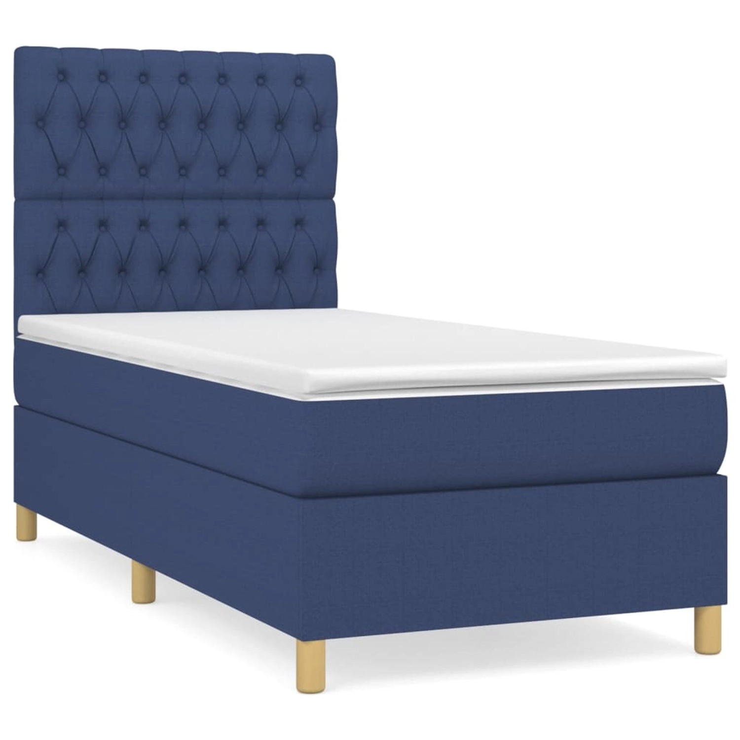 vidaXL Boxspringbett Boxspringbett mit Matratze Blau 90x200 cm Stoff Bett B günstig online kaufen