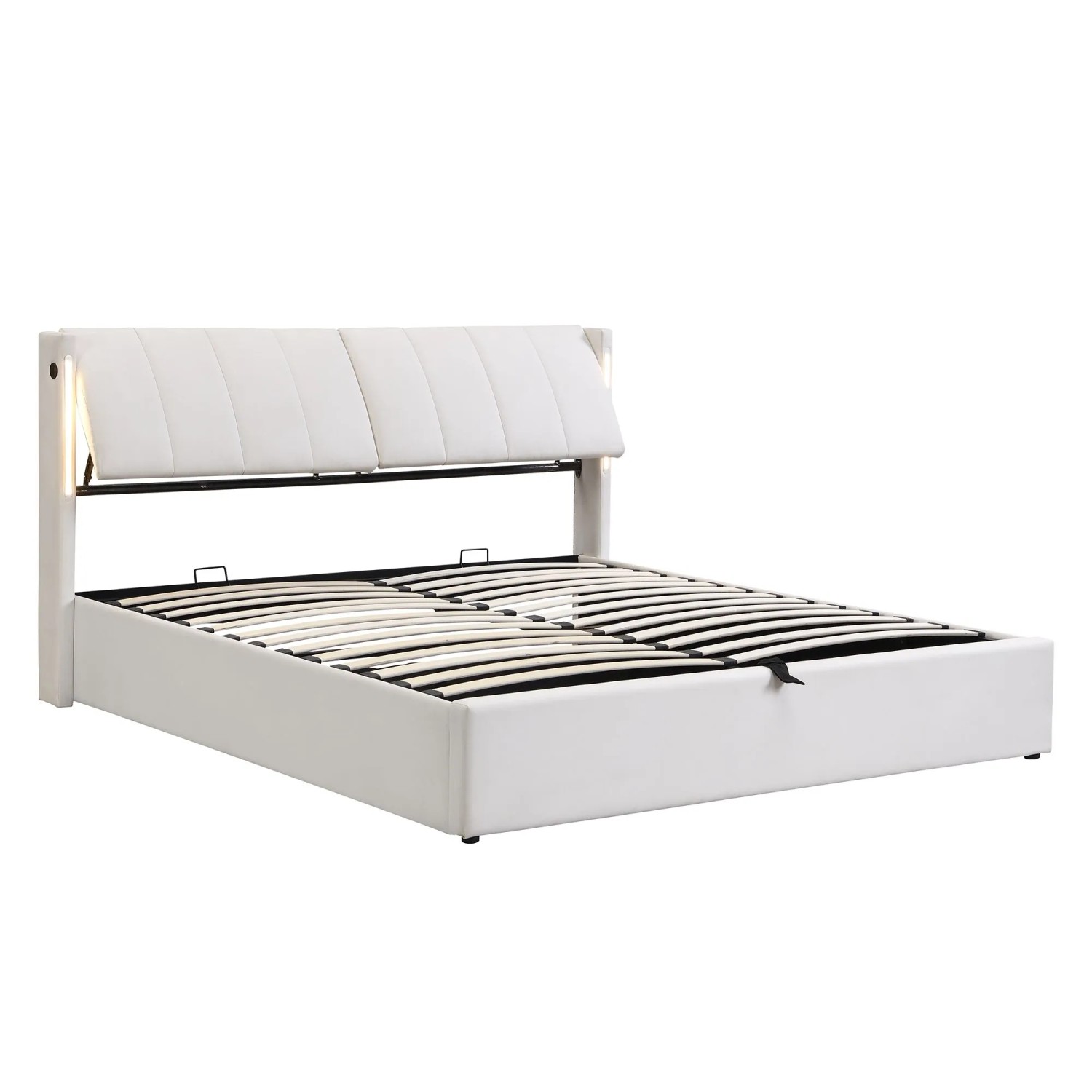 okwish Polsterbett 140x200cm mit USB Anschluss Schlafzimmer Weiß ohne Matratze