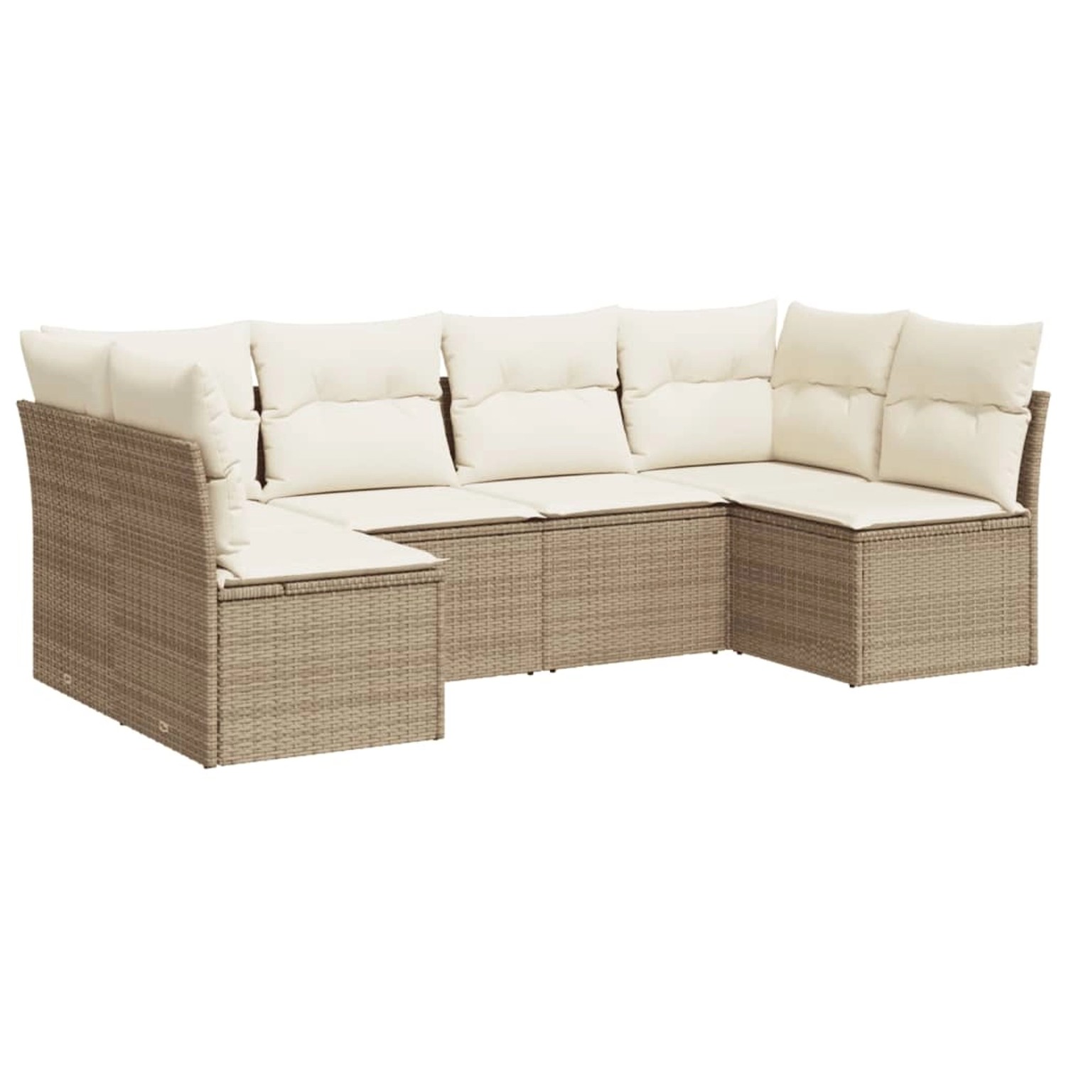 vidaXL 6-tlg Garten-Sofagarnitur mit Kissen Beige Poly Rattan Modell 25