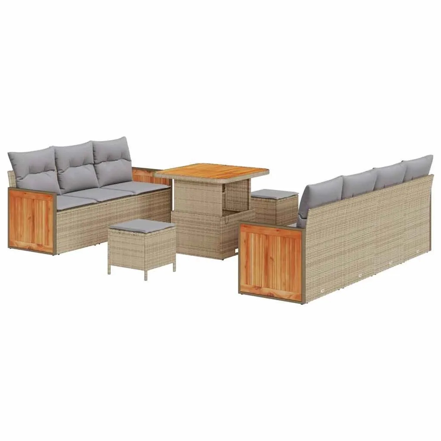 vidaXL Gartensofa-Set mit Kissen 13 Stk Beige und Hellgrau Poly-Rattan 3365 günstig online kaufen