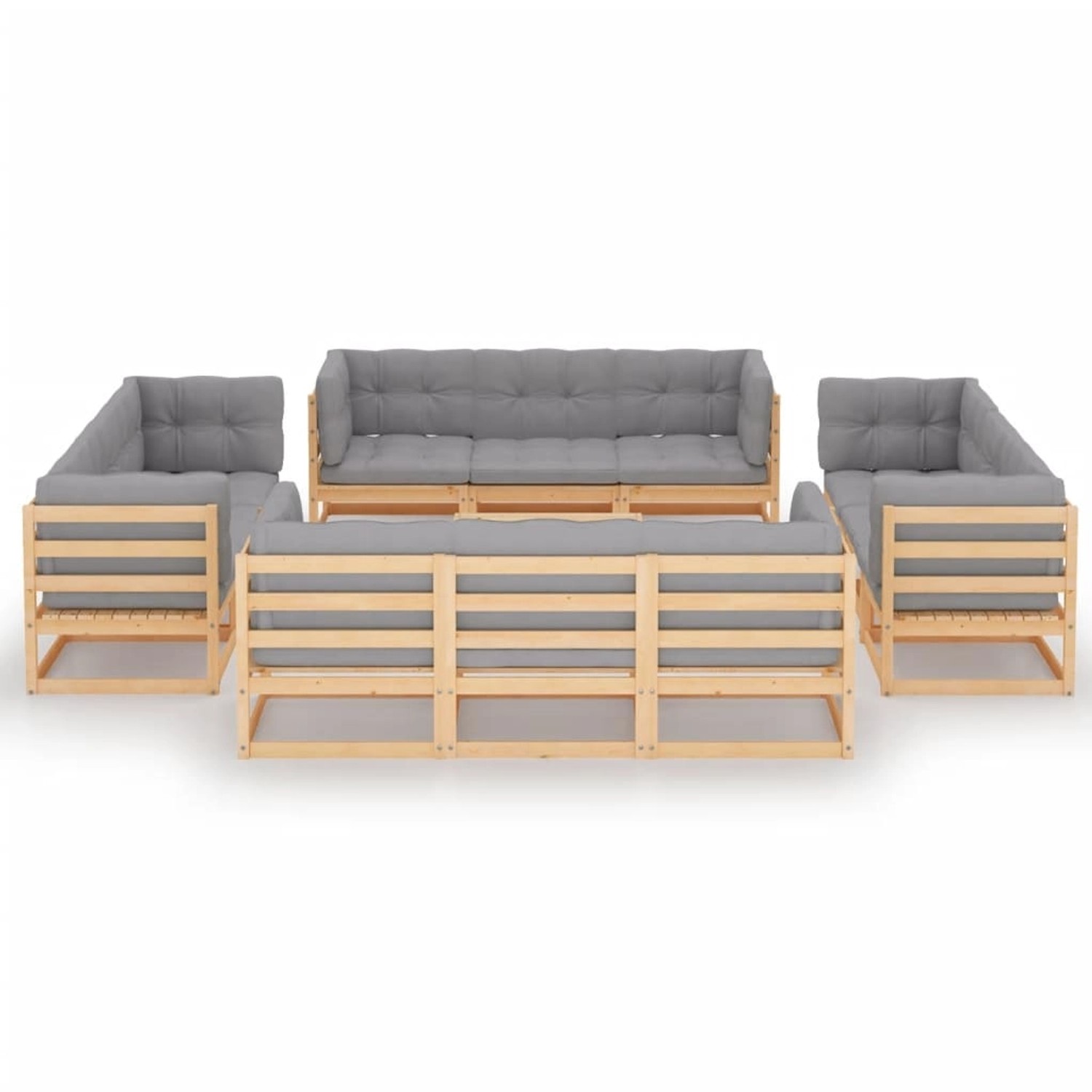 13-tlg. Garten-lounge-set Mit Kissen Kiefer Massivholz günstig online kaufen