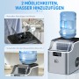 HOMCOM Eiswürfelmaschine aus Edelstahl, silberfarben. Zwei Optionen zur Wasserzufuhr werden gezeigt.
