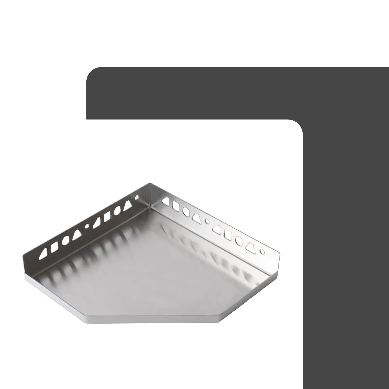 Befliesbare Dalsys Duschablage, 200x200mm, Edelstahl Silber, Eckregal für Bad & Dusche.