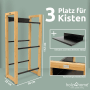 holz4home Getränkekistenregal mit 3 Fächern, Holz und schwarzer Ablage.