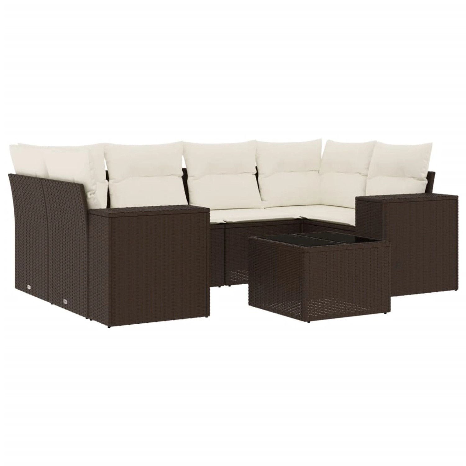 vidaXL 7-Tlg Garten-Sofagarnitur mit Kissen Braun Poly Rattan 3254660 günstig online kaufen