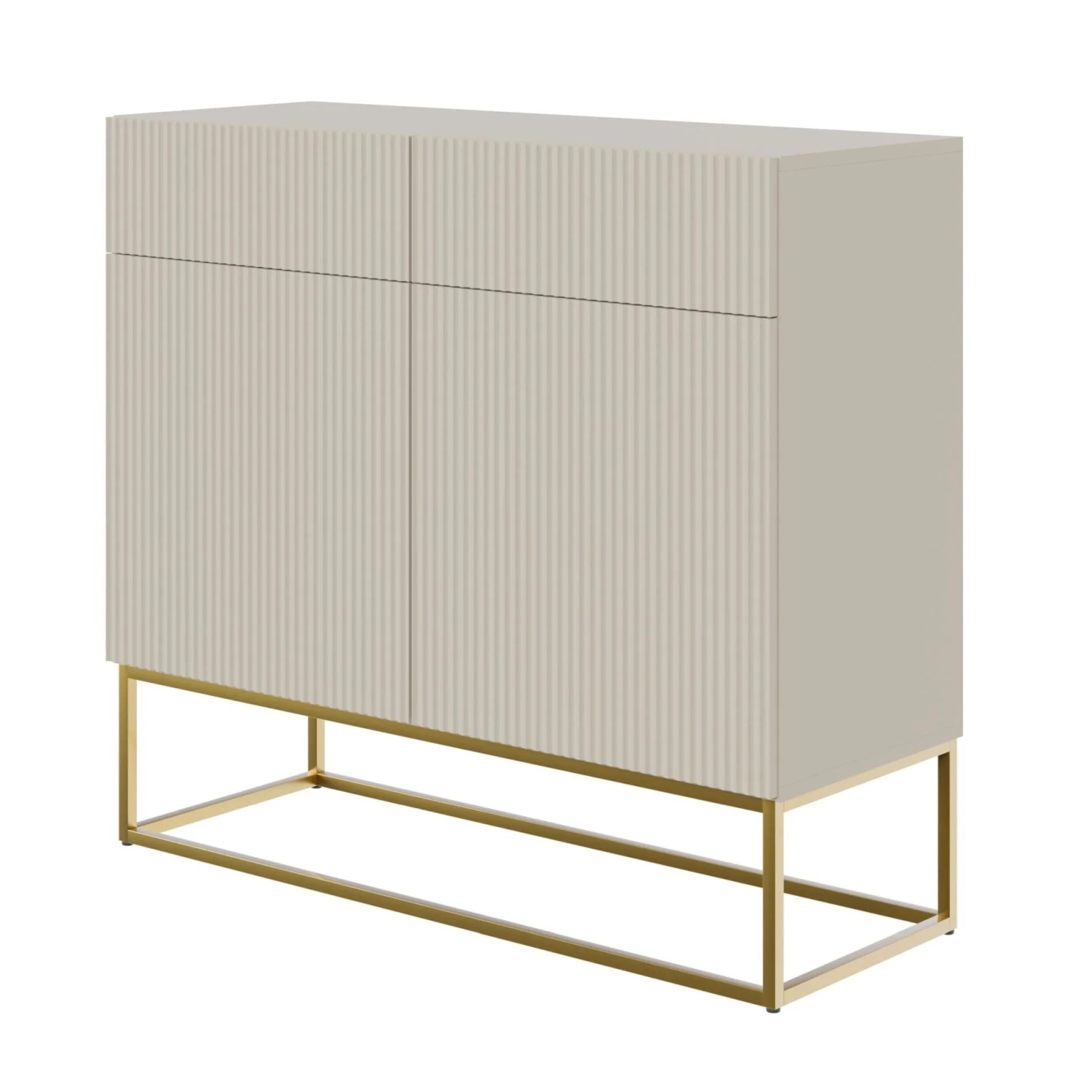 Selsey Sideboard Veldio 100 cm  mit 2 Schubladen Greige mit goldenen Beinen