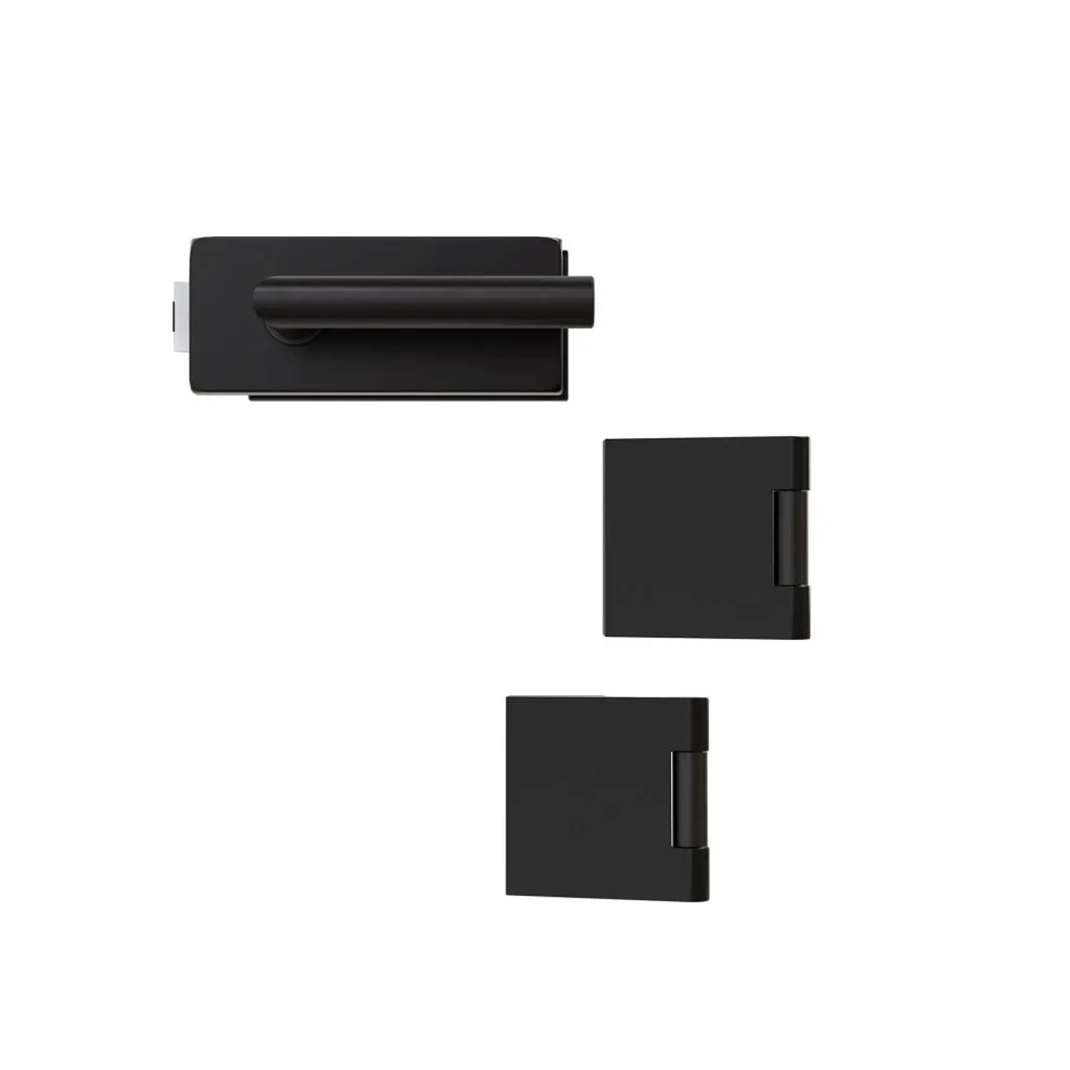 Hansaglas Glastürbeschlag Studio/Office Unverschließbar Eckig Glastür Beschlag-Set Schwarz