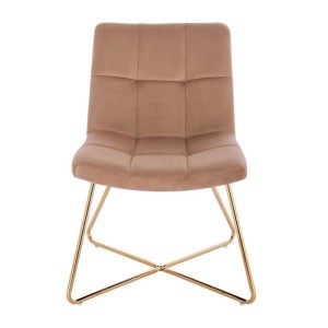 Svita Lynn Loungesessel Cocktailsessel Clubsessel Polsterstuhl ohne Armlehnen Goldene Beine Samt-Polster Taupe
