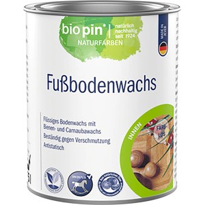 Dose Biopin Fußbodenwachs, transparent, seidenglänzend, 750ml. Für Holzfußböden im Innenbereich.