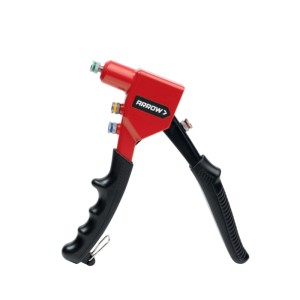 Arrow Blindnietzange RT188 im Koffer, rote Nietzange mit schwarzem Griff.