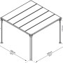 Draufsicht des anthrazitfarbenen Palram Canopia Milano Gartenpavillons 3.1x3.1m mit LED und Maßangaben.