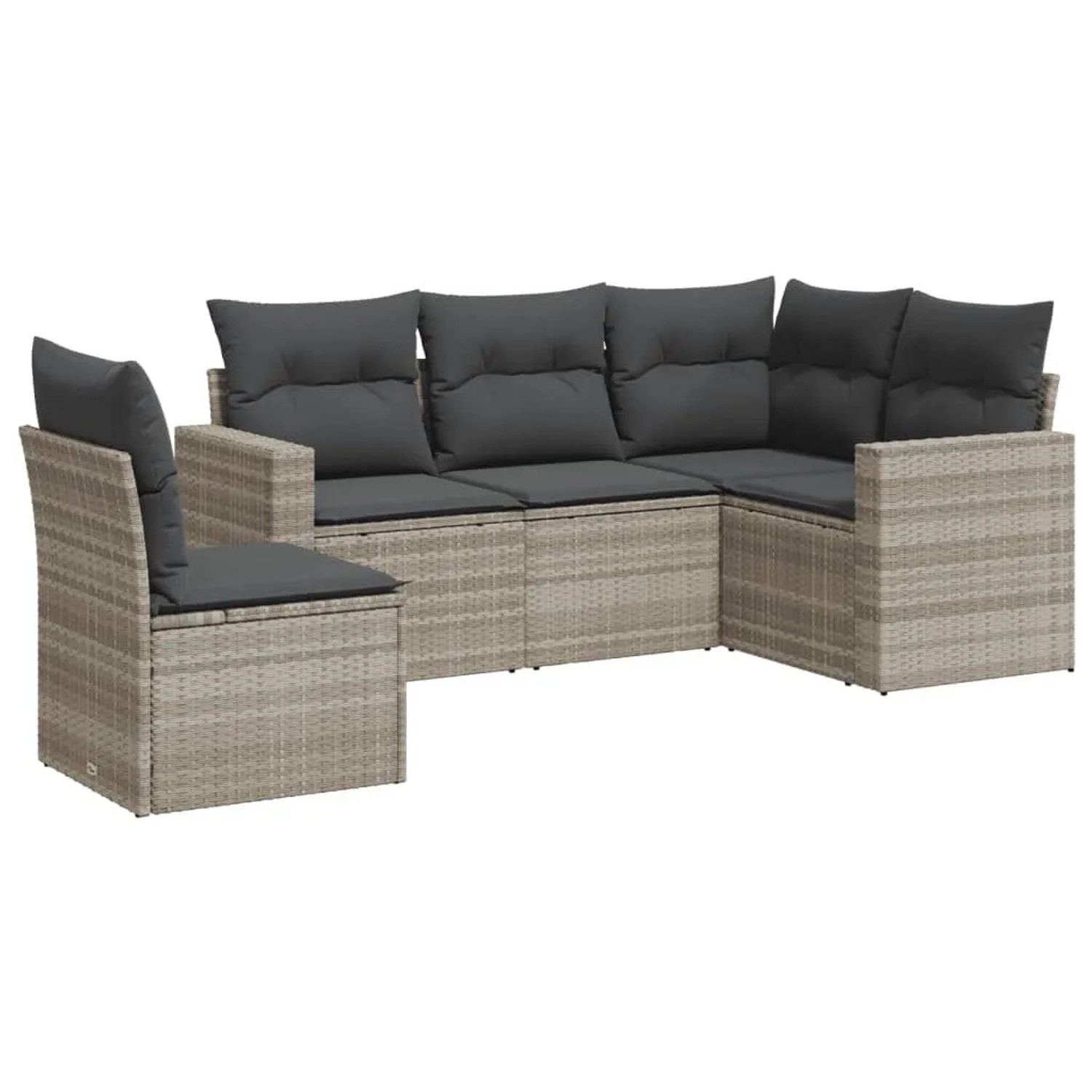 vidaXL 5-Tlg Garten-Sofagarnitur mit Kissen Hellgrau Poly Rattan 3251309 günstig online kaufen