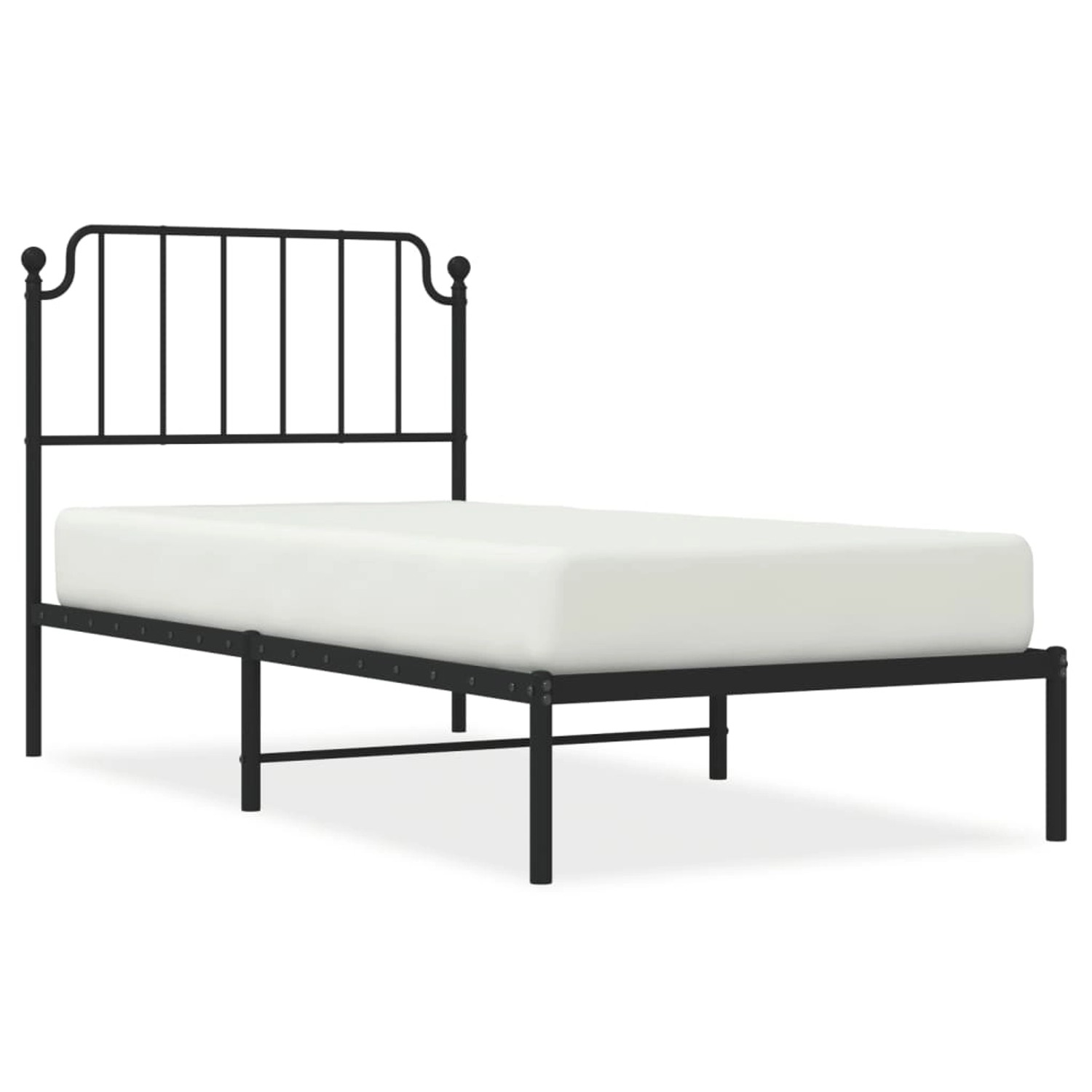 vidaXL Bettgestell mit Kopfteil Metall Schwarz 90x190 cm Modell 101930232