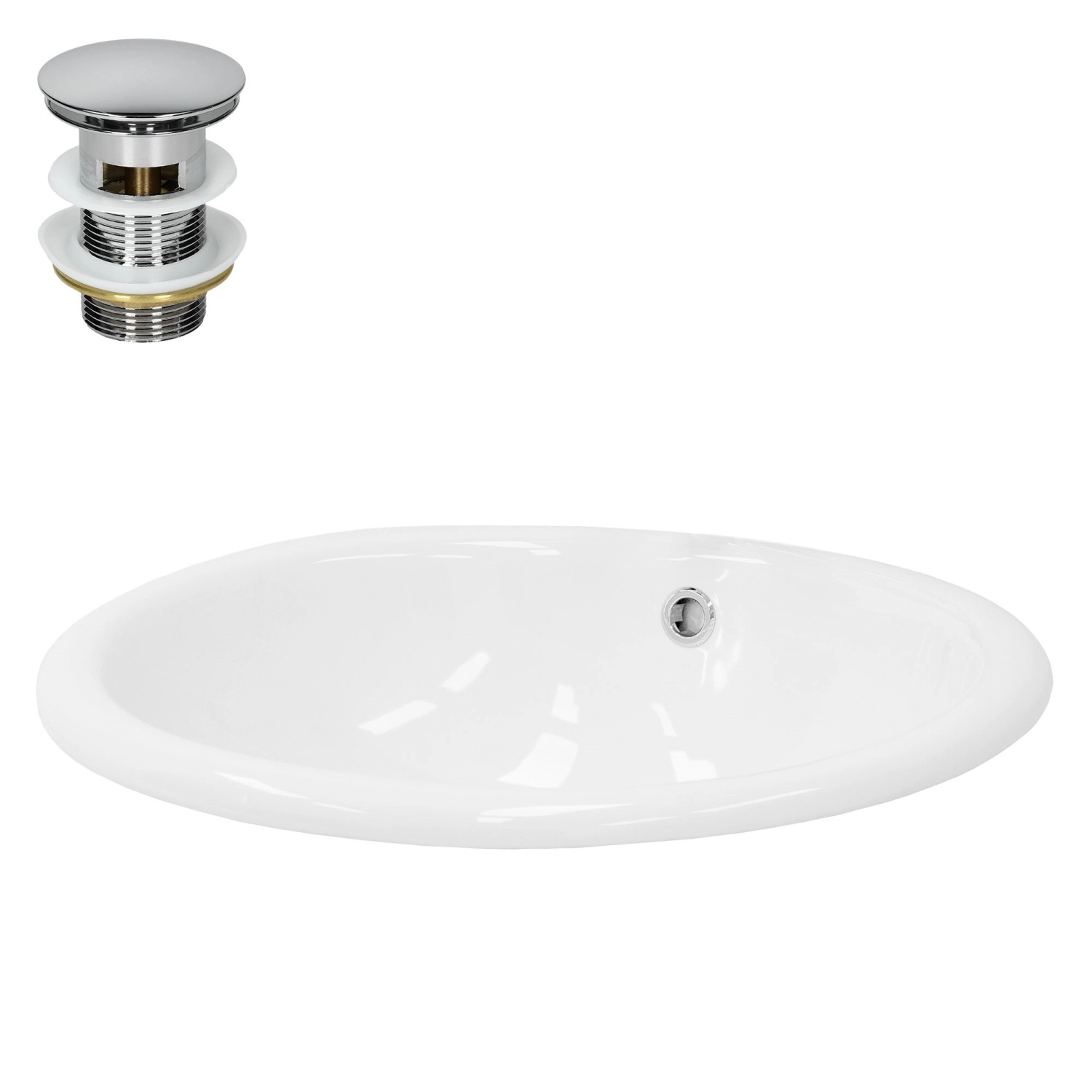 ML-Design Waschbecken Keramik Weiß Glänzend 49x40,5 cm Oval und Ablaufgarni günstig online kaufen