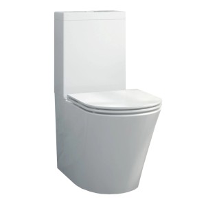 Glasdeals Stand-WC mit Spülkasten und SoftClose Sitz, weiße Sanitärkeramik.